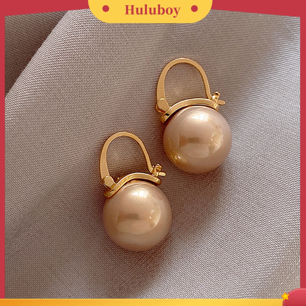 Hu Hu Hu Hu Hu Alat Bantu Pasang Kacamata♡ 1 Pasang Anting Juntai Bentuk Geometris Aksen Mutiara Imitasi Gaya Vintage Untuk Wanita