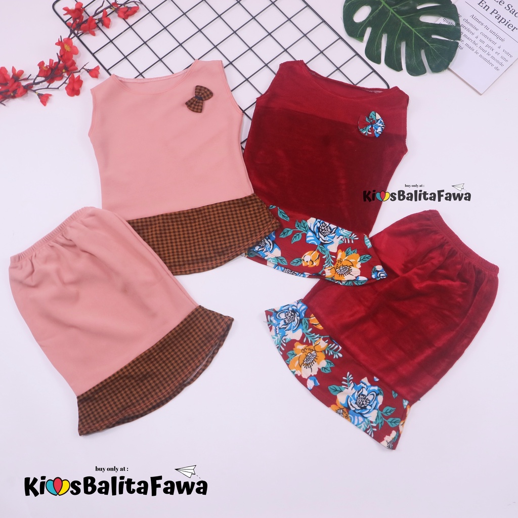 Setelan Zizi Anak uk Bayi - 4 Tahun / Atasan Bawahan Rok Perempuan Set Baju Pesta Peplum Cewek