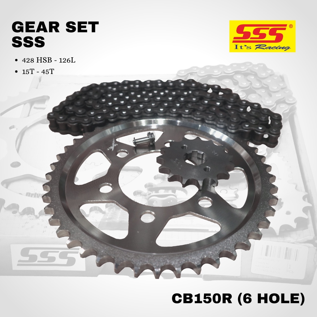 Gear gir paket set sss CB 150 R new 6 hole 428 15 45