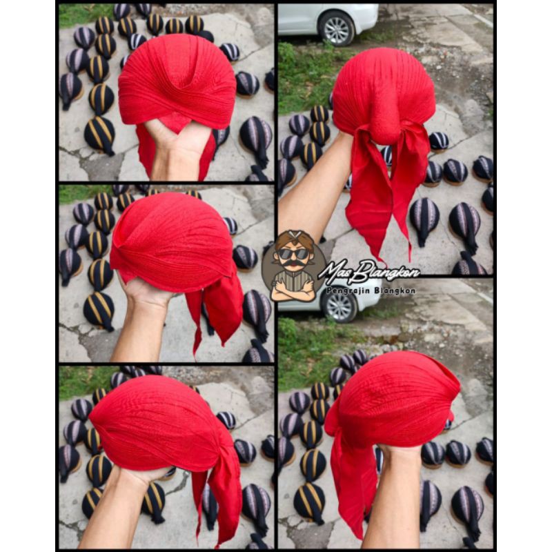 Blangkon Jogja Merah Polos Lipat halusan