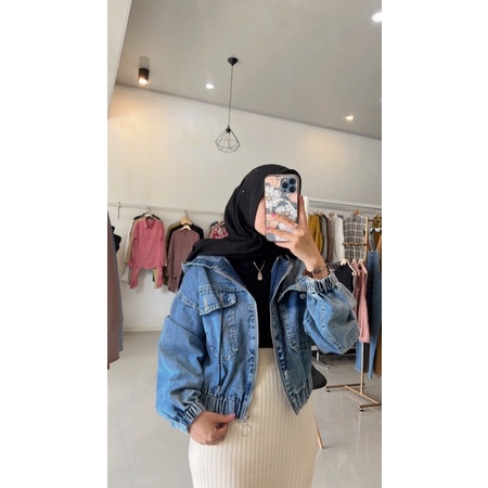 jaket jeasn Amr crop