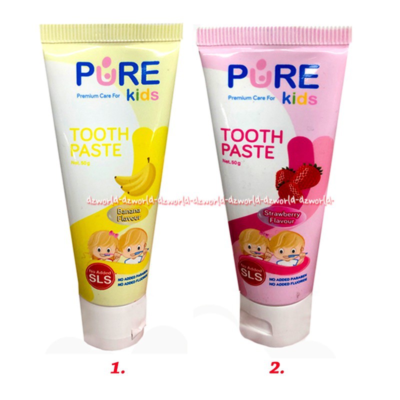 Pure Kids Tooth Paste 50gr Banana Strawberry Flavoure Odol Pasta Gigi Purekids Pure Kid Pisang Purekids