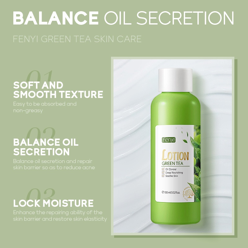 Fenyi Green Tea Toner Wajah Krim Kontrol Minyak Mengencangkan Pori-pori Pelembab Meratakan Warna Kulit 3 pcs