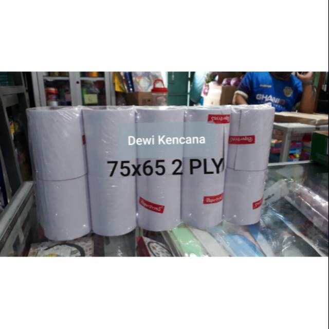 

Kertas Kasir / Struk / Paper Roll Uk. 75x65 2 PLY Merah Putih Merk Paperpryns