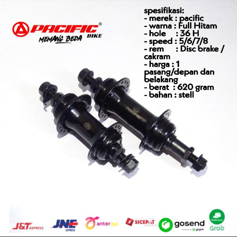 hub freehub 36 hole double drat ulir cakram warna hitam pacific untuk 6 7 8 speed sepeda lipat mtb