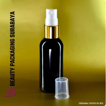 Botol Plastik PET 60ml BR Hitam Tutup Spray Gold