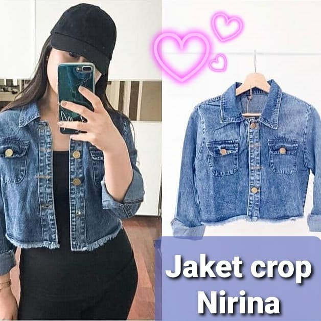 Jaket denim/jeans wanita crop rawis, Nirina