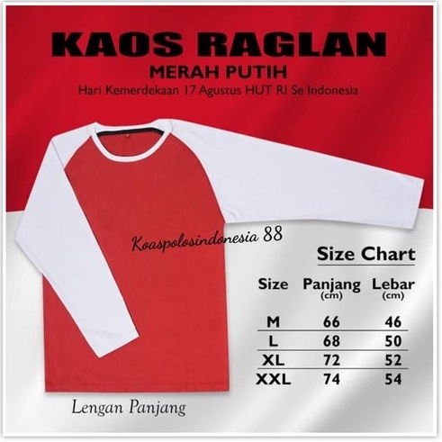 Kaospolos - Kaos Reglan Seragam Merah Putih Hari KEMERDEKAAN 17 AGUSTUS HUT RI Se INDONESIA