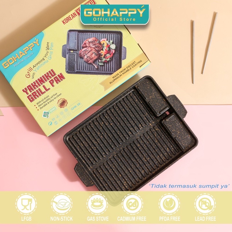Gohappy - Yakiniku Grill Pan Marble GoHappy - Alat pemanggang