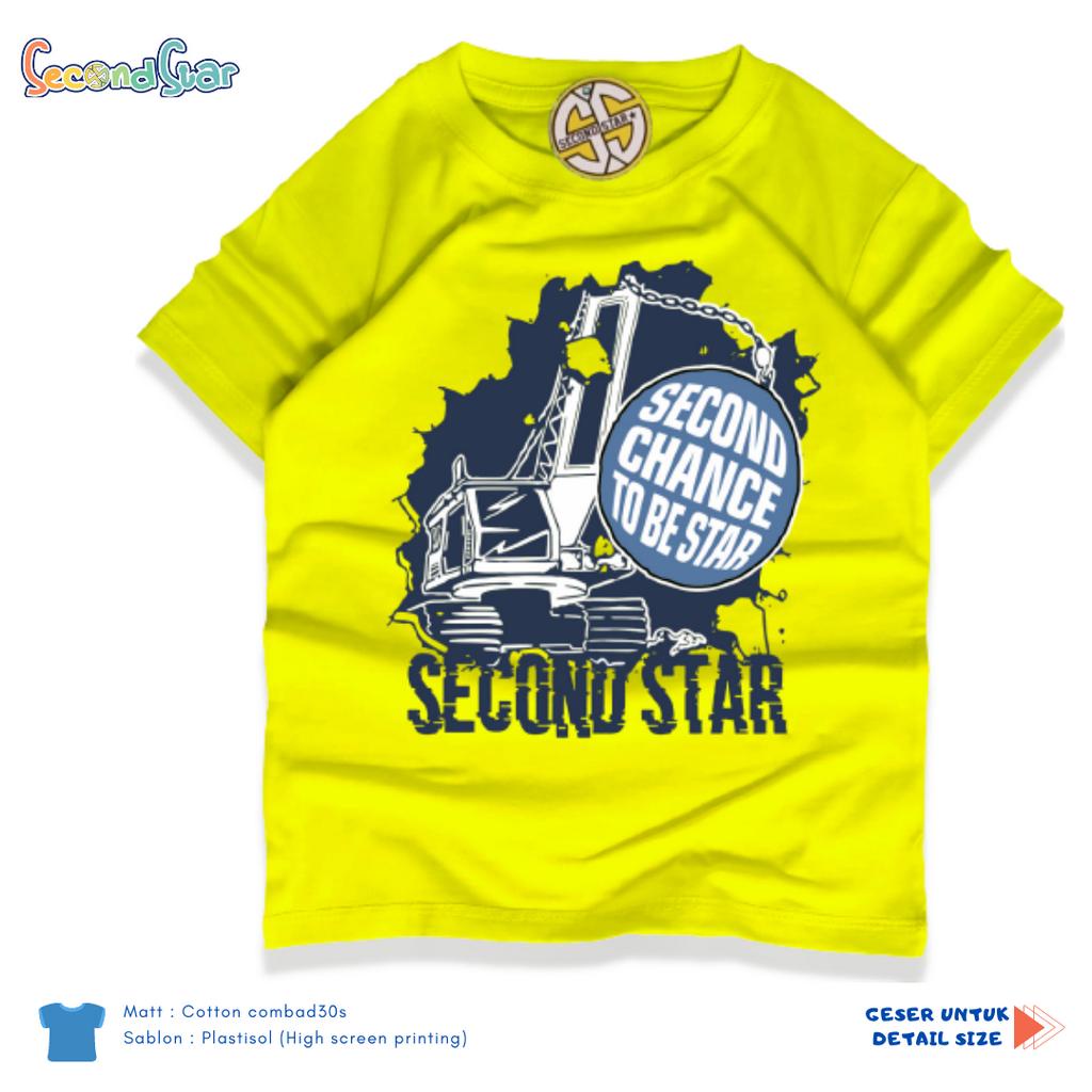 Secondstar baju anak Laki-laki Kaos oblong 1 - 12 tahun warna Kuning Excavator
