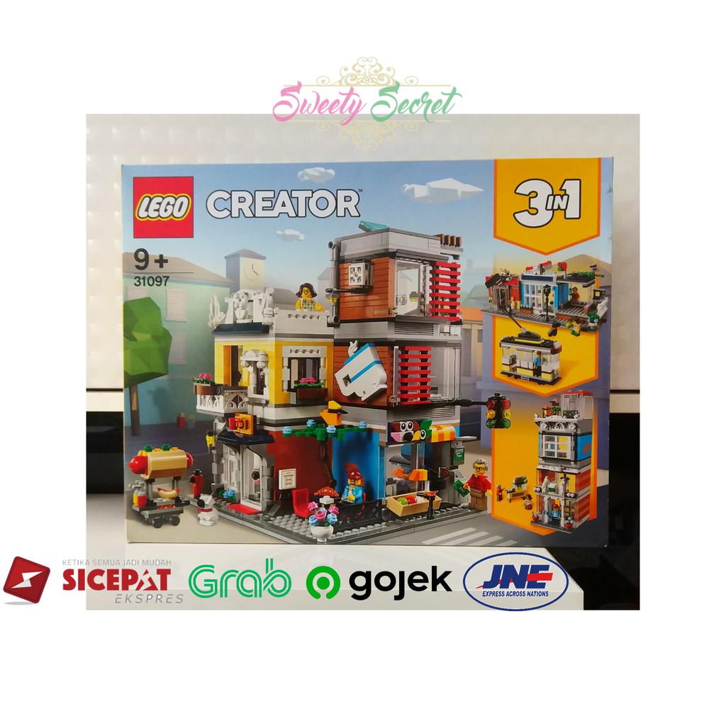 Mainan Anak LEGO 31097 Creator 3-in-1 Townhouse Pet Shop and Cafe Building