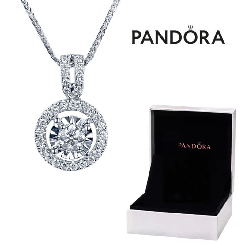 Pandora Kalung 925 Silver Cubic Zirconia Dengan Liontin Berlian Untuk Wanita