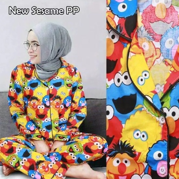 Piyama PP Dewasa Sultan / Janda Bolong / Tie Dye Katun Jepang - Fit XL-Elmo