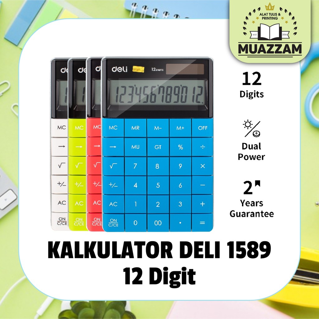 

Kalkulator Deli Desktop 12 Digit Garansi Dual Power (Solar Cell + Battery LR44) E1589