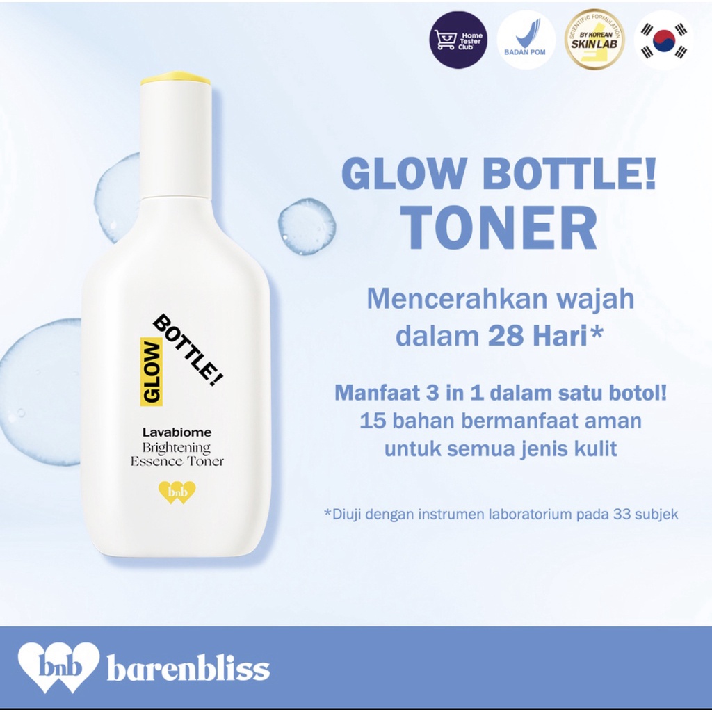 BNB barenbliss Meta-Glow Glow Bottle! Lavabiome Brightening Korea Essence Hydrating Toner   28 Days Brightening Pelembab Wajah