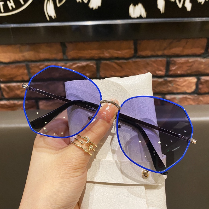 Kacamata Polarized Bingkai Besar Poligonal Gaya Korea Untuk Wanita