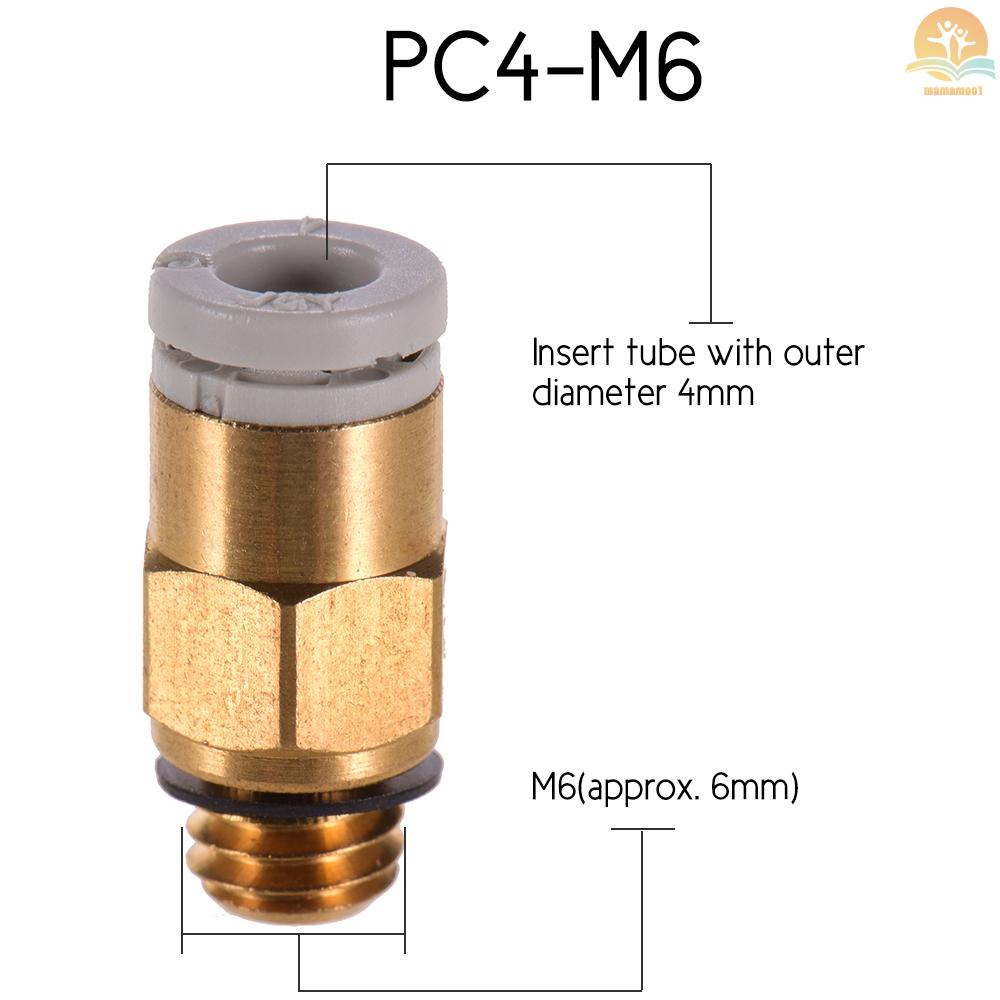 PC4-M6 Pneumatic Air Straight Quick Fitting Connector for CR-10 Series / Ender-3 3D Printer Extruder, 1pc