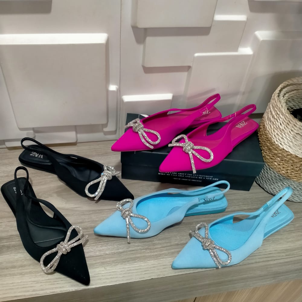 SANDAL FLAT WANITA IMPORT FASHION / ZARA FLAT RIBBON / PITA BLINK