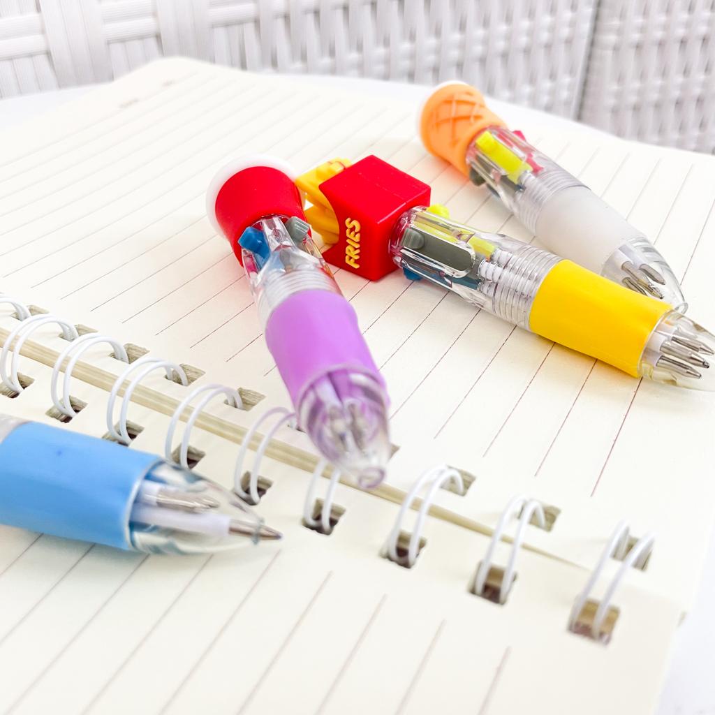 PULPEN CETEK 4 WARNA BURGER KOLA COLA PEN PENA LUCU UNIK READY GROSIR COD-1