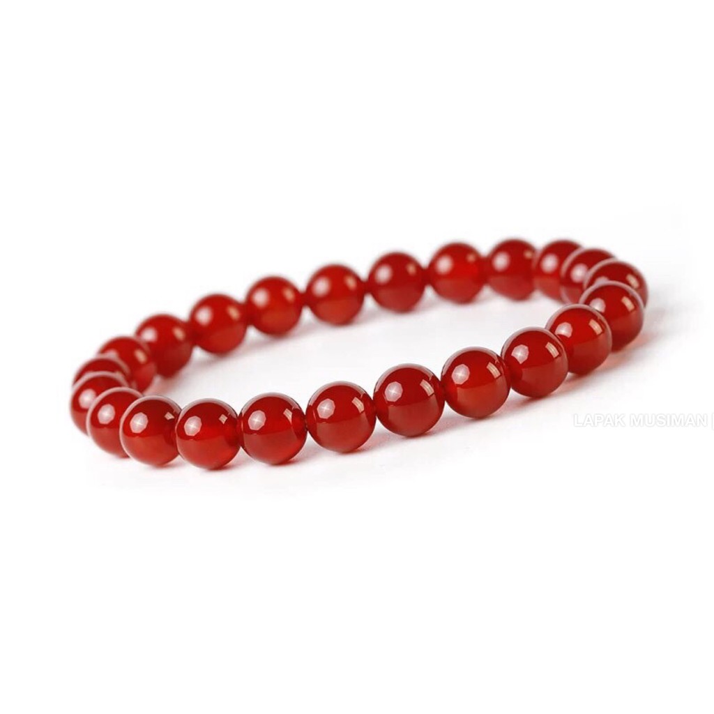 [Bayar di Tempat] GELANG BATU GIOK MERAH ASLI ORIGINAL 8MM