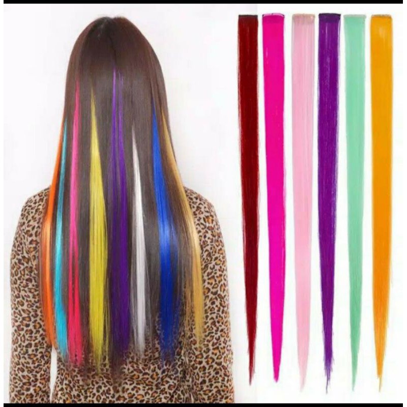 Hair Clip Hightlight Clip / Hair Clip On Extantion Ombre Warna Warni