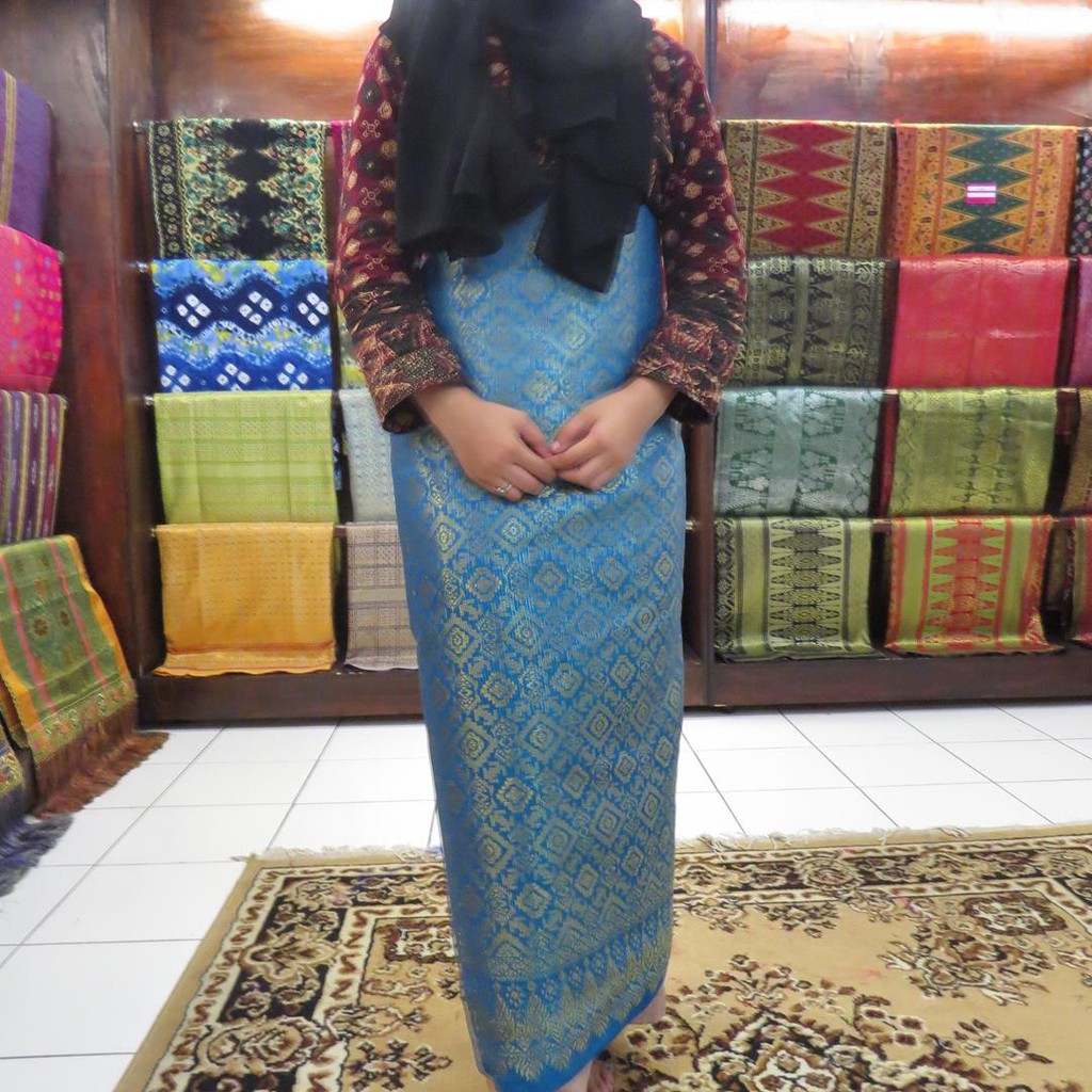 Jual Kain Songket Palembang Songket Meteran Songket Mesin ATBM Biru E ...