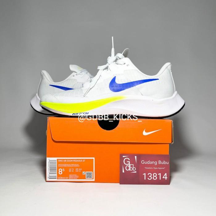 Termurah - Nike Zoom Pegasus 37 White Blue Unicorn 100% Original Material - Promo