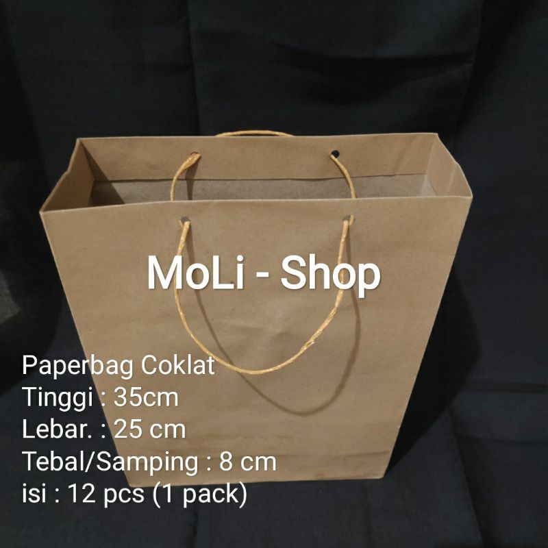 paperbag Polos Coklat/Putih Uk 25x35x8 cm, Paper bag. Goodie Bag, souvenir bag