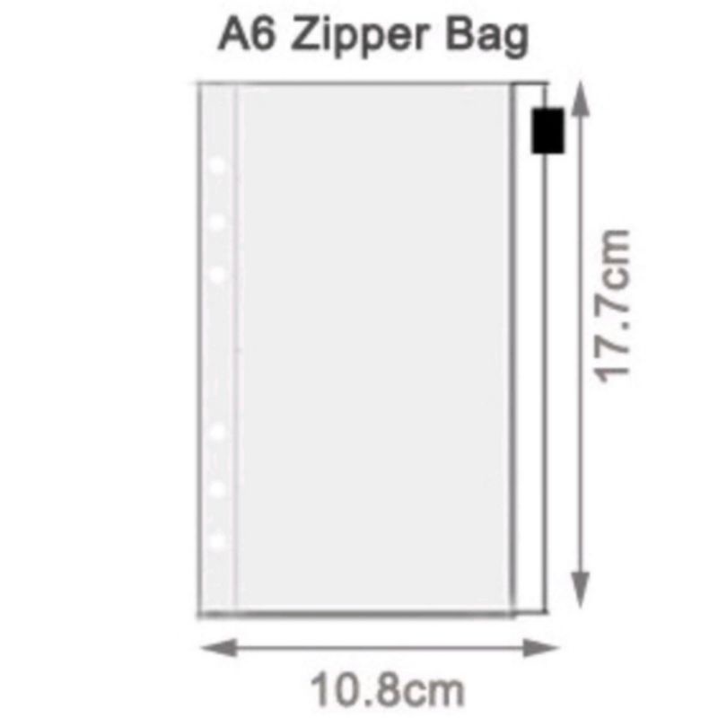 

Ziplock Zipper Bag Binder 6 Ring A6