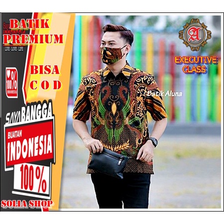 D04 Baju Batik Pria Lengan Pendek Kemeja Cowok Original  Premium Undangan Pesta Kerja Full Furing