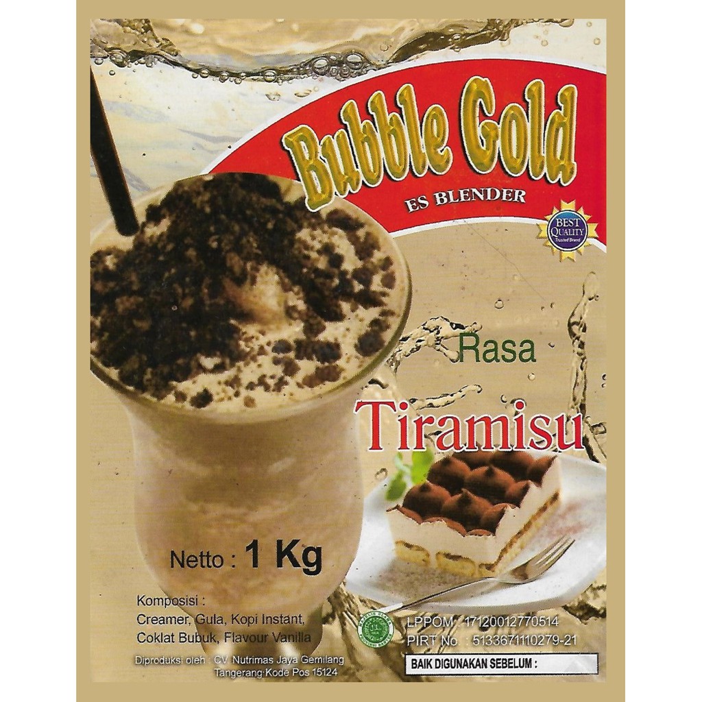 KEMASAN 1KG BUBBLE GOLD TIRAMISU | SERBUK MINUMAN RASA TIRAMISU 1KILO