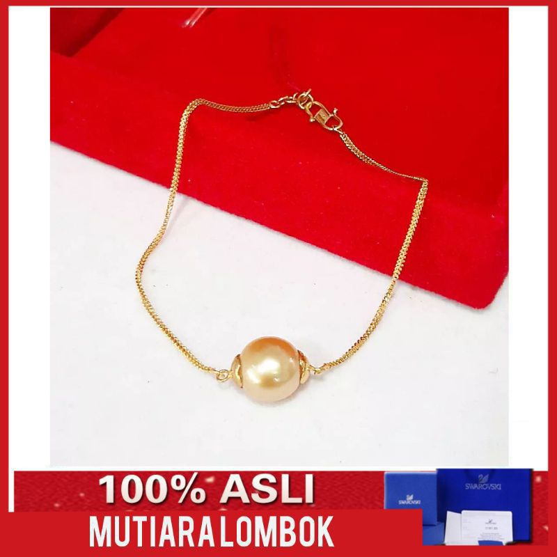 gelang emas mutiara laut gelang mutiara lombok asli south sea pearl gelang emas wanita perhiasan mut