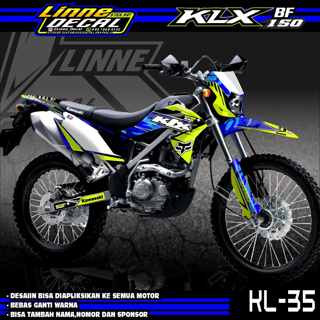 Decal KLX 150 Bf merah biru- Dekal stiker klx bf 150-striping klx-35