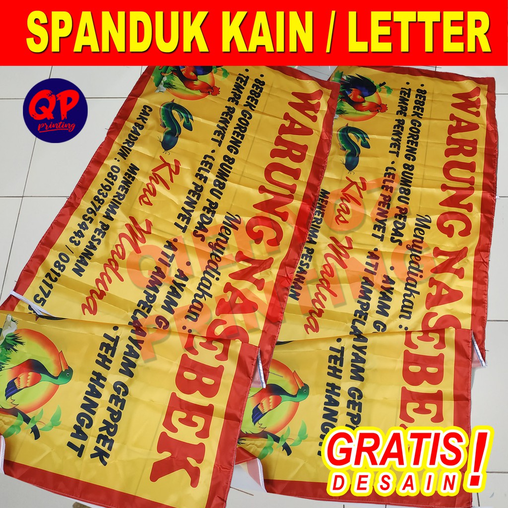 RB Spanduk Kain Pecel Lele/Spanduk Nasi Goreng/Sari Laut/Soto Lamongan/Bubur Ayam Dlll