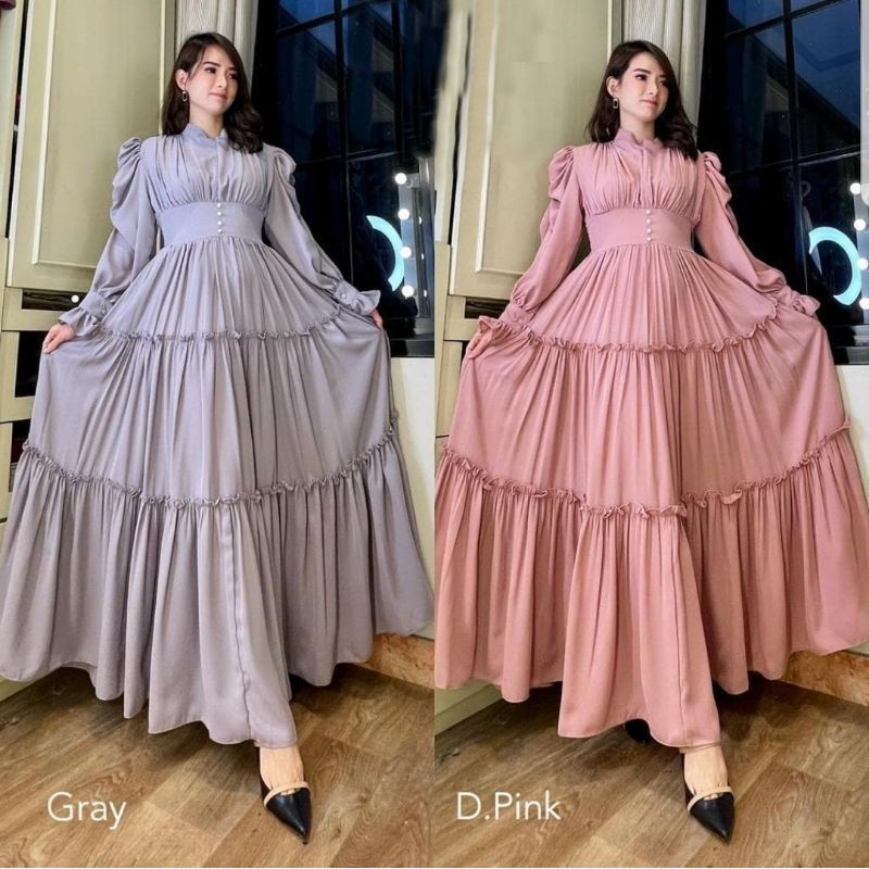 MAXY MAHADEWI PAKAIAN WANITA KEMBANG GAMIS DRESS MAXI MOSCREPE MS ADA VIDEO REAL PICT