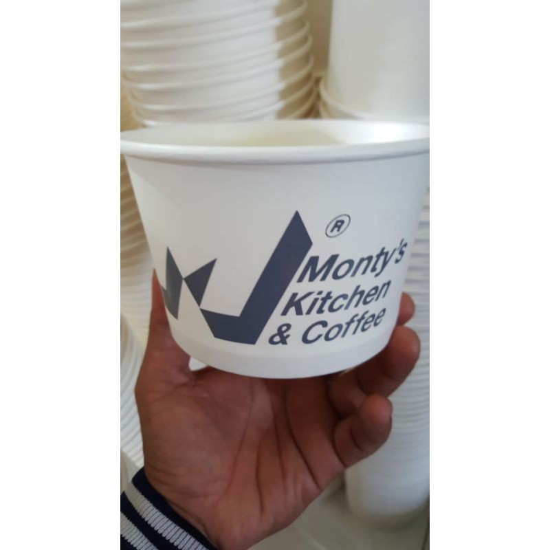 paper bowl 1000ml + tutup sablon logo custom @1000