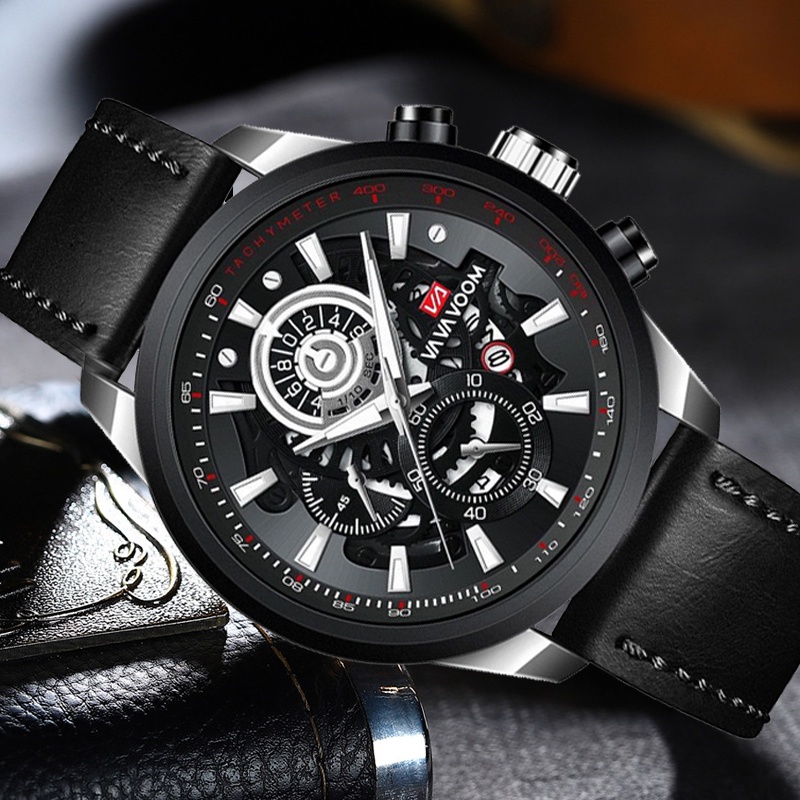HARGA TERMURAH✅ Jam Tangan Pria Kulit Premium Asli Analog Premium Original Import New Model Terbaru Kasual Sporty Tahan Air Kalender Date Luminious Menyala Aksesoris Arloji Men's Watches Cowok Formal Kerja Keren Bergaya Trendy Anti Karat Sangcakra -JV11