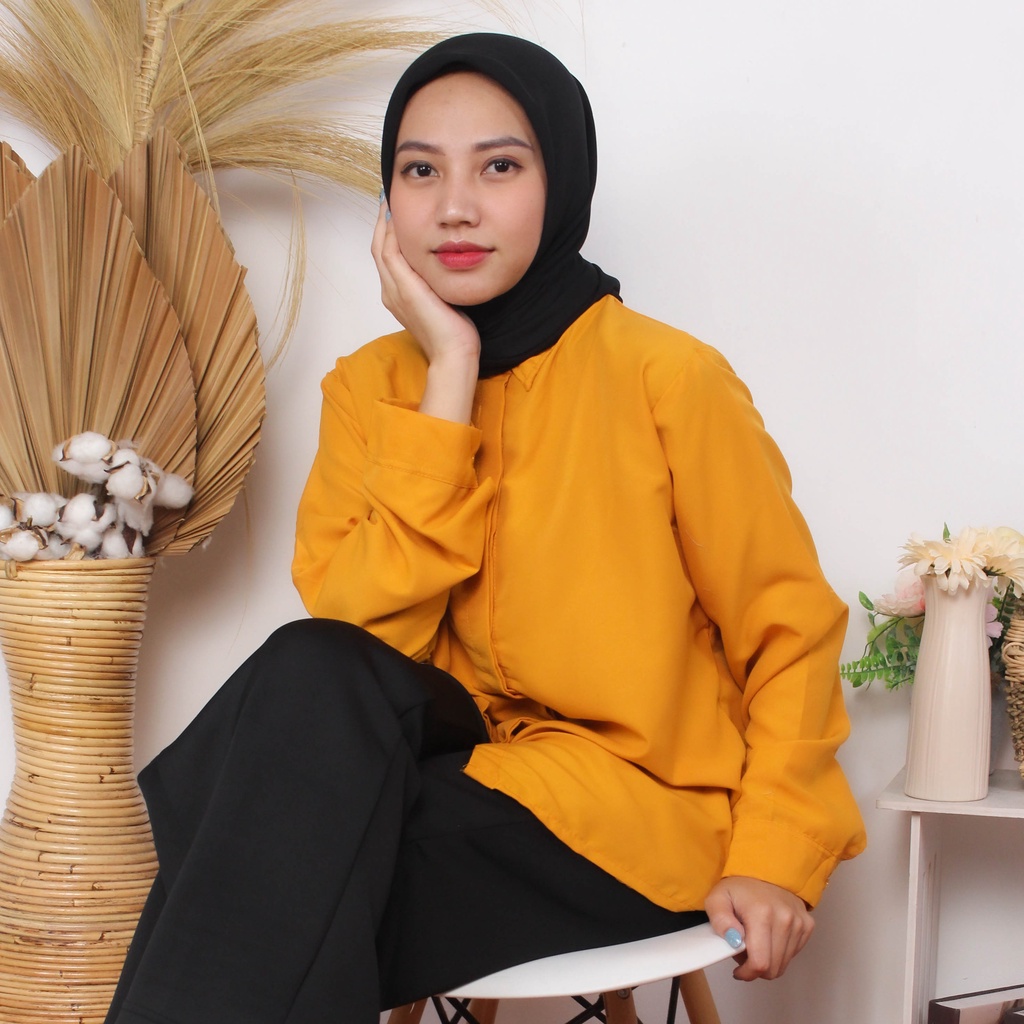 RX Fashion - Flowing Oversize / Kemeja Wanita - BN-MUSTARD