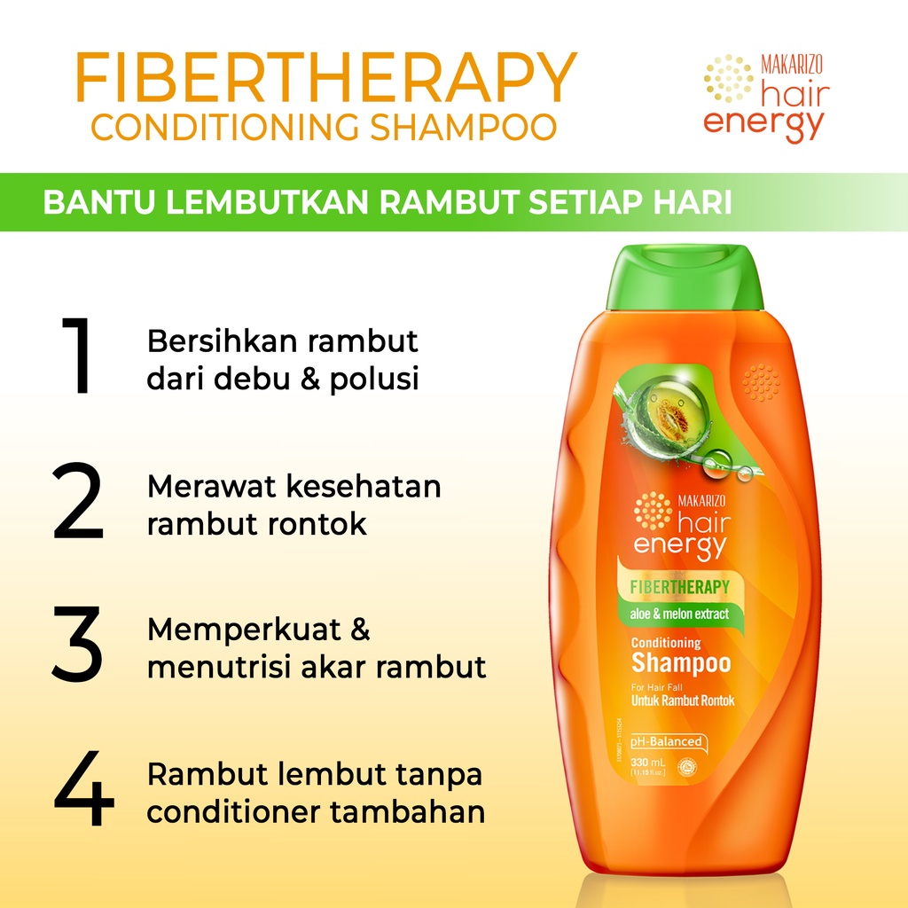 Makarizo Hair Energy Fibertherapy  Conditioning Shampoo Aloe & Melon 330 mL / Shampo Kondisioner-3
