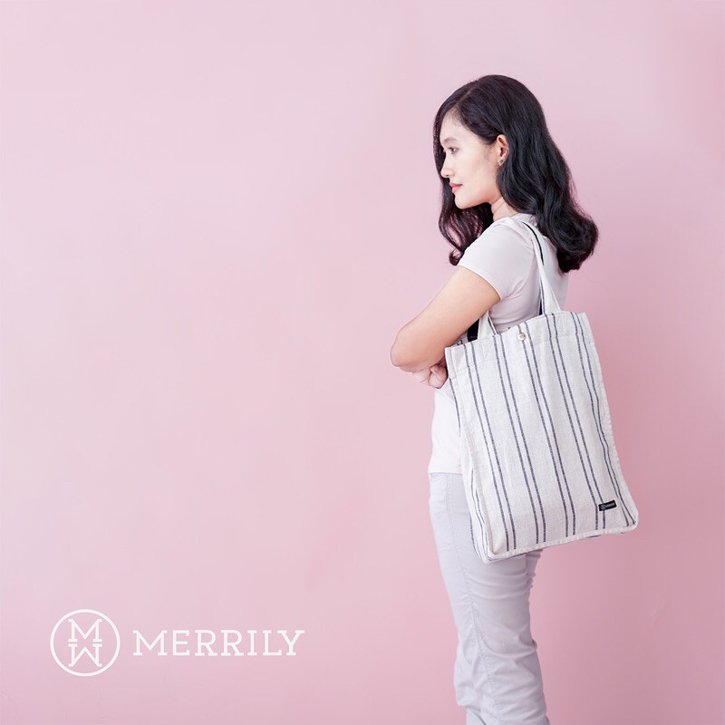 Merrily Linen Line Big Bag tas tote shoulder