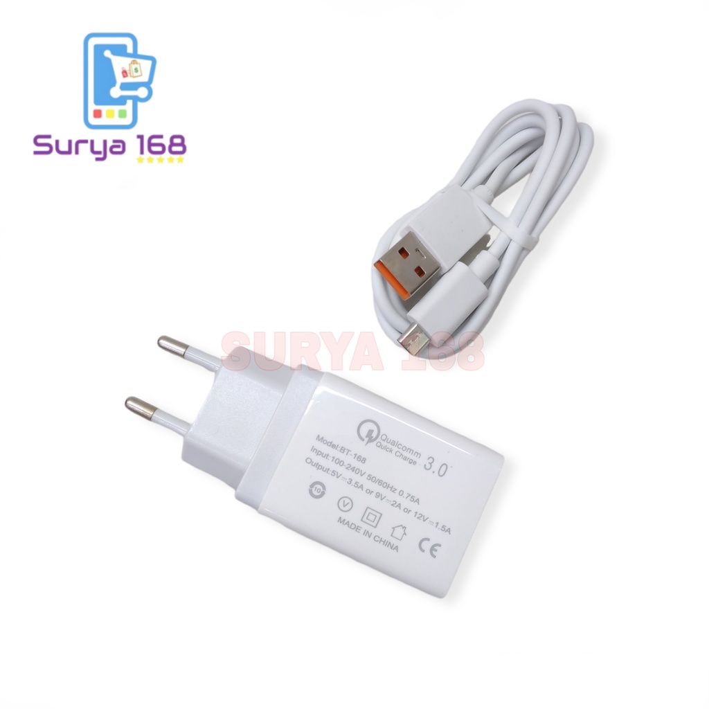 CHARGER CASAN CHARGE POWER ADAPTER FAST CHARGING 18W USB DATA CABLE MICRO BT-168