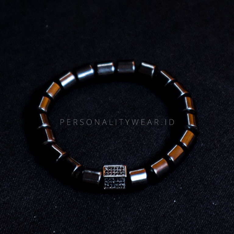 Gelang Kesehatan Pria Wanita Cowok Cewek Batu Akik Hematite Badar Besi Hitam Magnetik Natural Stone Keren ASLI Ori