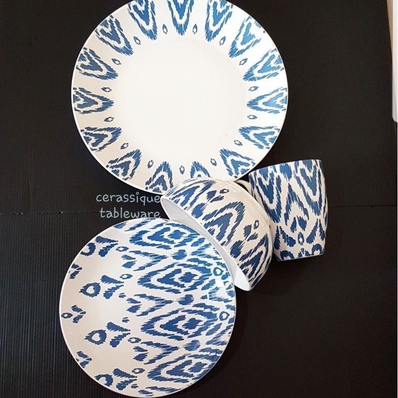 Sango Peralatan makan/Dinner set sango/ Dinner ware /keramik biru putih (1 Set 4Pcs)