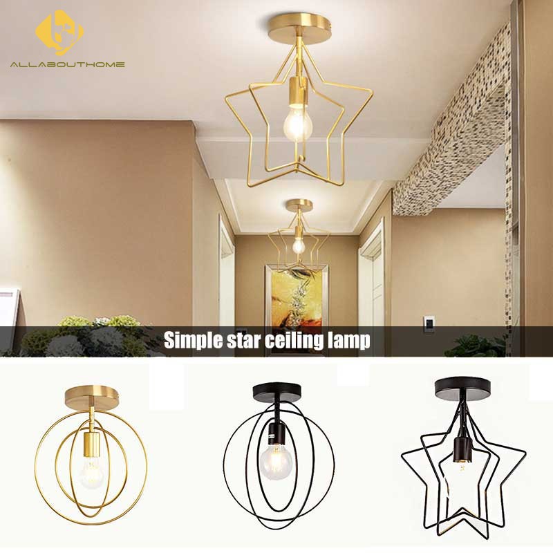  Lampu  Plafon  Gantung  Desain Simple Bahan Besi untuk Kamar 