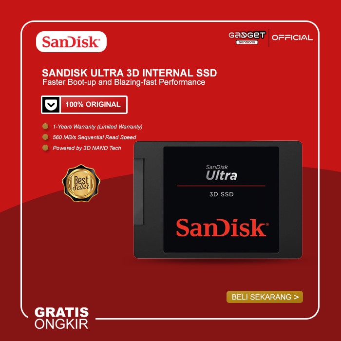 SanDisk SSD Ultra 3D 2TB - 1TB - 500GB - 250GB SATA III 2.5&quot; Internal