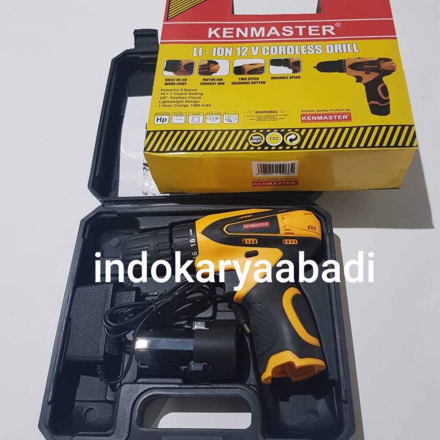 CRAZY SALE | Mesin Bor Cas Cordless Baterai kenmaster 12V / Tanpa kabel KM0612