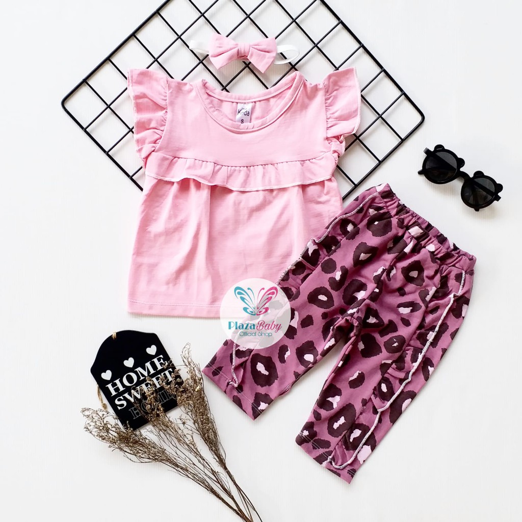 Plazababyku MX HOPE SET BANDO setelan bayi motif bunga yang lucu free headband