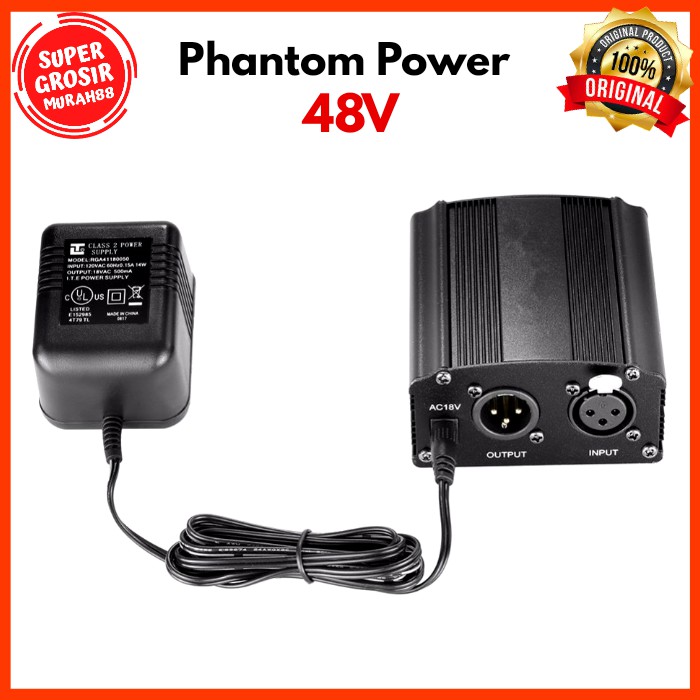 Phantom Power Microphone 1 Channel 48V Power Supply Untuk Microphone Mic BM 700 BM 800 BM 8000