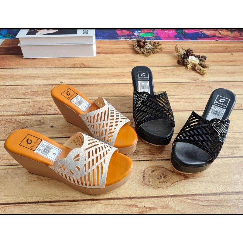 ABBUSHOES Nn 30 wedges kupu2 presan marina sol karet 7cm