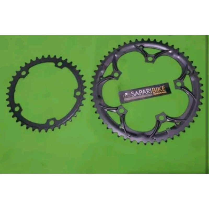 Chainring double BCD 130 mm chain ring 53t 39t bahan steel 130mm 53 39 T bisa sepeda untuk road bike balap road bike minion commuter hybrid